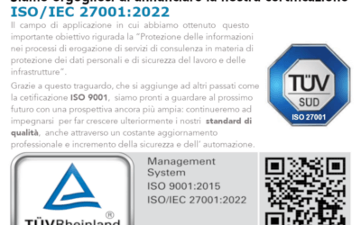 Siamo Certificati ISO/IEC 27001